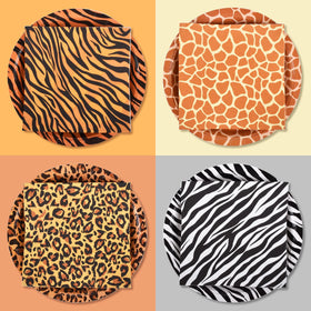 Gatherfun Jungle Zoo plates with zebra print for bold safari vibes and quick setup