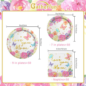 Gatherfun Mother's Day 7-inch dessert plates with cheerful design for easy serving