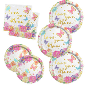Gatherfun Mother's Day 9-inch dinner plates with festive border for quick setup