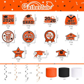 Gatherfun orange white black streamers create a vibrant backdrop