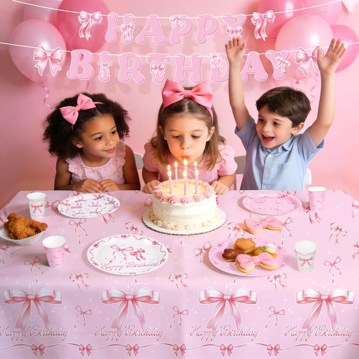 Gatherfun Pink Bow Decor Set delivers cohesive party styling with minimal setup time