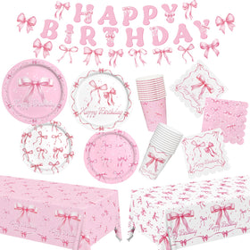 Gatherfun Pink Bow Dinner Plates add vibrant color for celebratory dining and quick cleanup