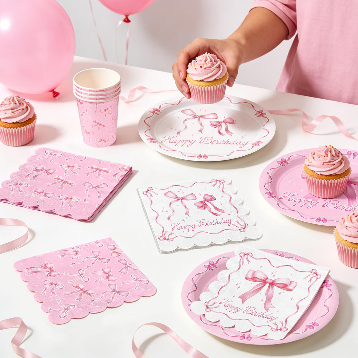 Gatherfun Pink Bow Napkins offer chic contrast and quick cleanups during celebrations