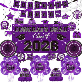 Gatherfun purple grad banner creates a bold Class of 2026 backdrop