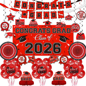 Gatherfun red congrats grad banner for vibrant photo backdrops.