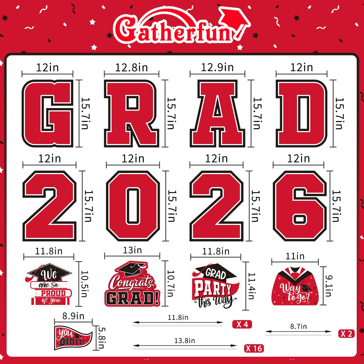 Gatherfun red grad yard-sign set enhances curb appeal for 2026