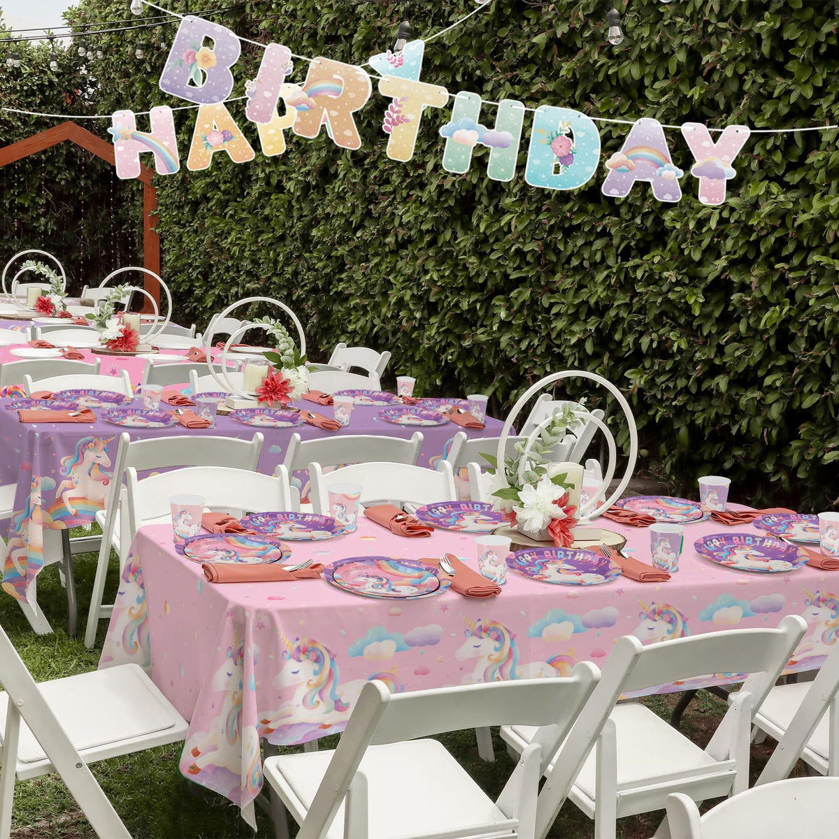 Gatherfun unicorn banner brightens rooms with celebratory text and imagery