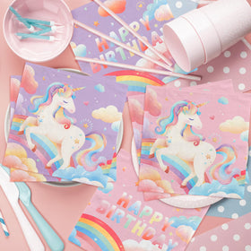 Gatherfun unicorn party-decor-set provides a cohesive unicorn theme in one kit