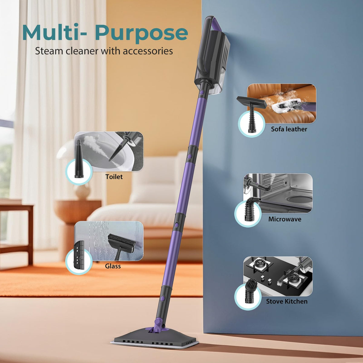 Gatlei Steam Mop 23ft cord extended reach.