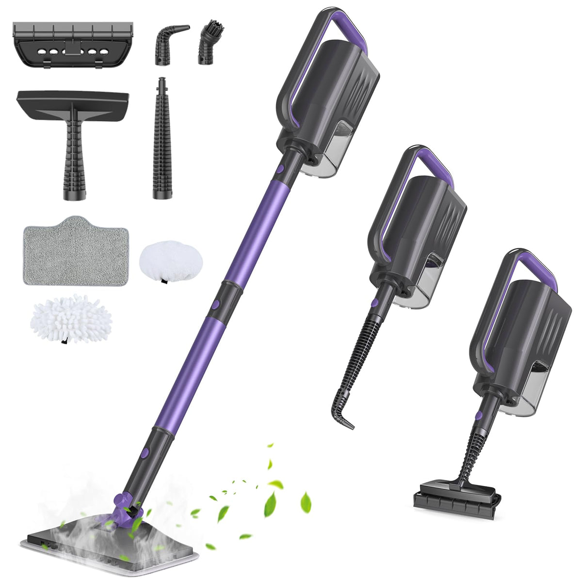 Gatlei Steam Mop Lavender, front view, compact design for quick cleaning.