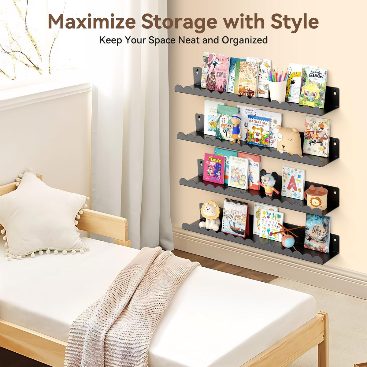 Gattlukd shelves hold up to 20 lbs per shelf for sturdy displays.