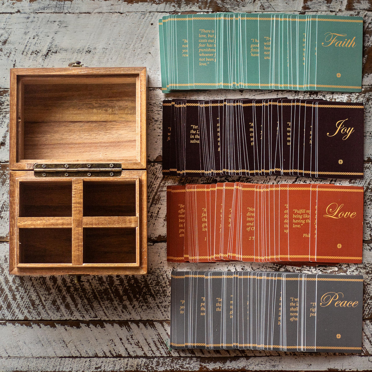 Color-coded verse cards by theme for focused devotion from Gaucha Designs.