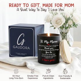 GAUDORA lavender vanilla candle in living room scene for relaxing ambiance.