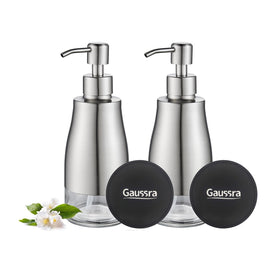 Gaussra soap dispenser with brushed nickel finish for stylish bathroom organization