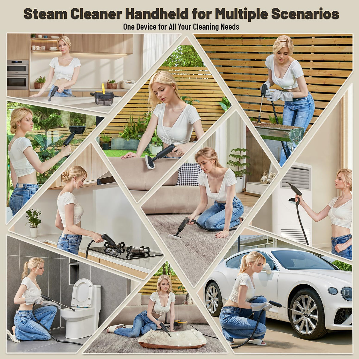 Gautye steam cleaner multi-surface use on floors, tiles, and upholstery