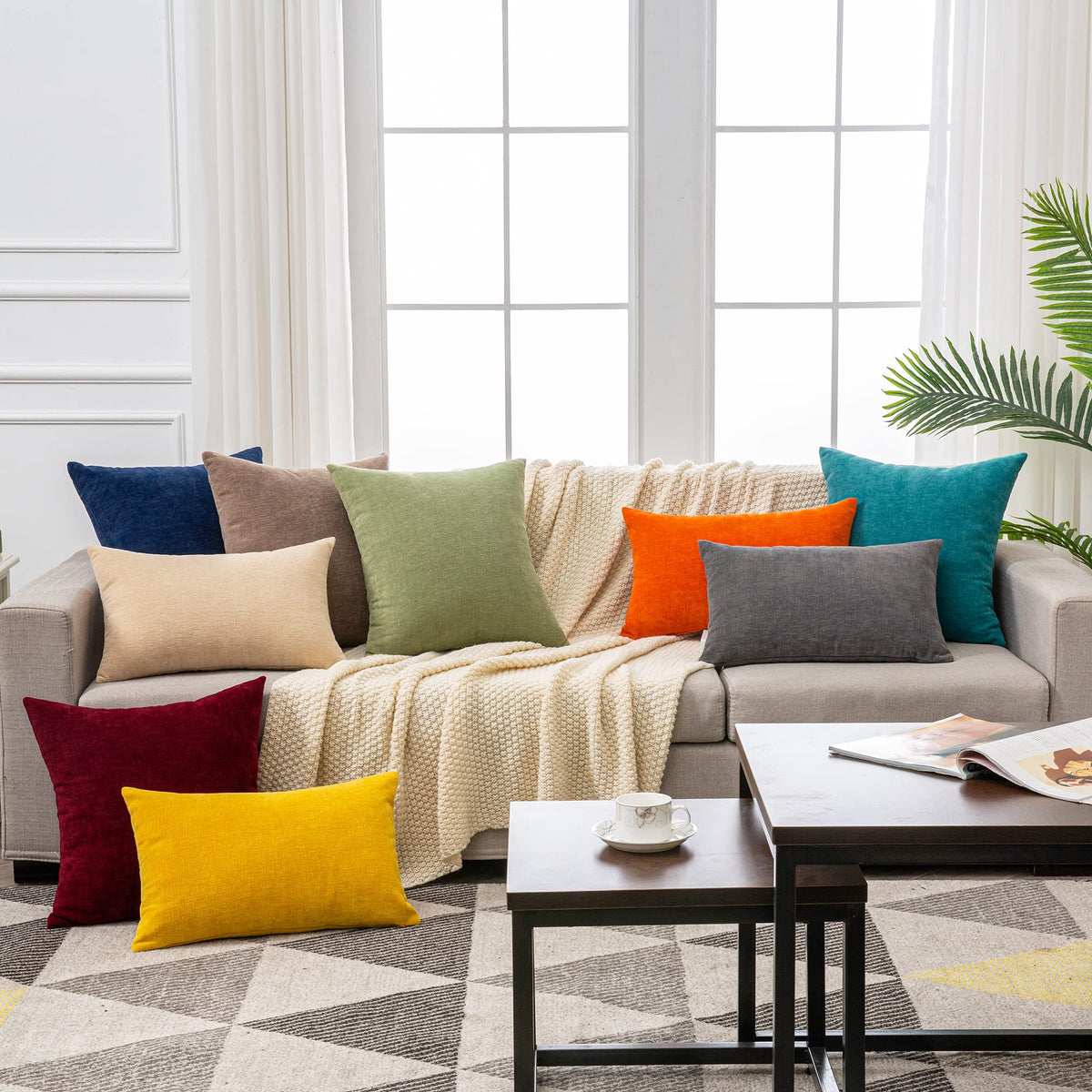 GAWAMAY allergy-friendly soft chenille pillow-cover for sensitive spaces