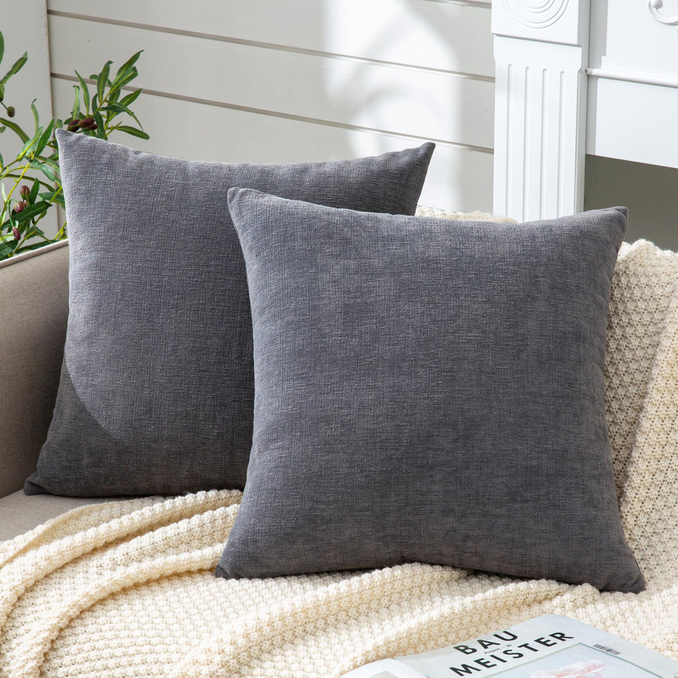 GAWAMAY decorative square pillow cover, front view, soft grey for cozy living spaces