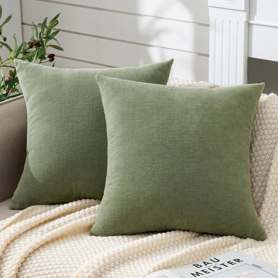 GAWAMAY sage-green 22x22 pillow cover front view enhances sofa aesthetics