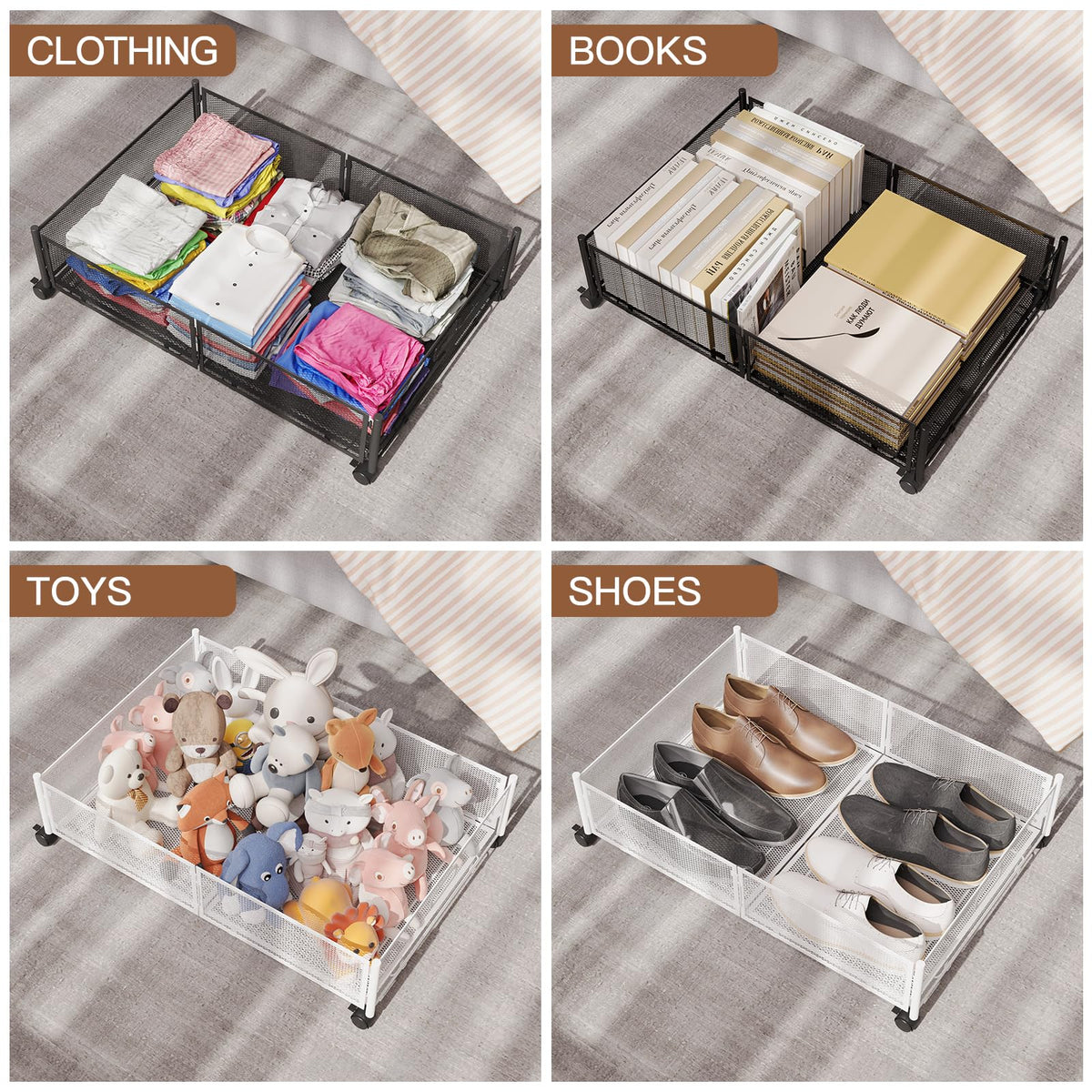 Gawerk under-bed storage fits neatly under beds and furniture.