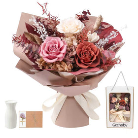 Gcchobv preserved bouquet caramel showcasing long-lasting natural beauty for home decor