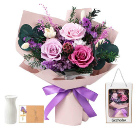 Gcchobv preserved flowers bouquet pastel lilac, a long-lasting centerpiece for any room.