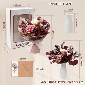Gcchobv preserved flowers gift box caramel ideal for easy, ready-to-gift occasions