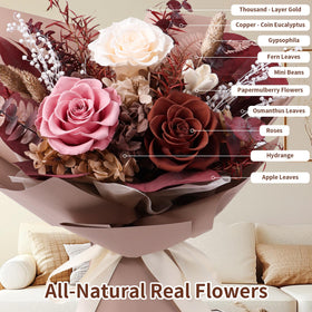 Gcchobv preserved in vase caramel shown as year-round centerpiece