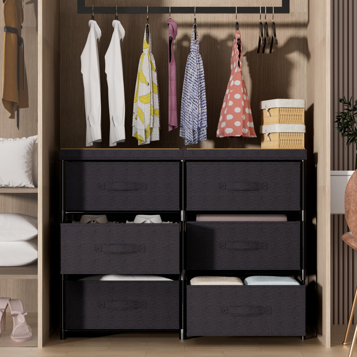 GcdPai dresser sturdy metal construction for durable everyday storage.