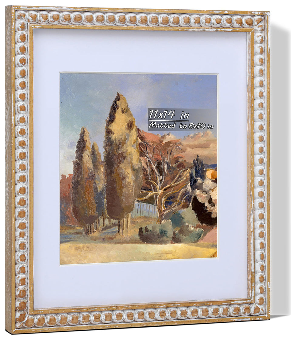 Gdfmsc 11x14 rustic frame with mat for 8x10 photos, ideal for a gallery display.