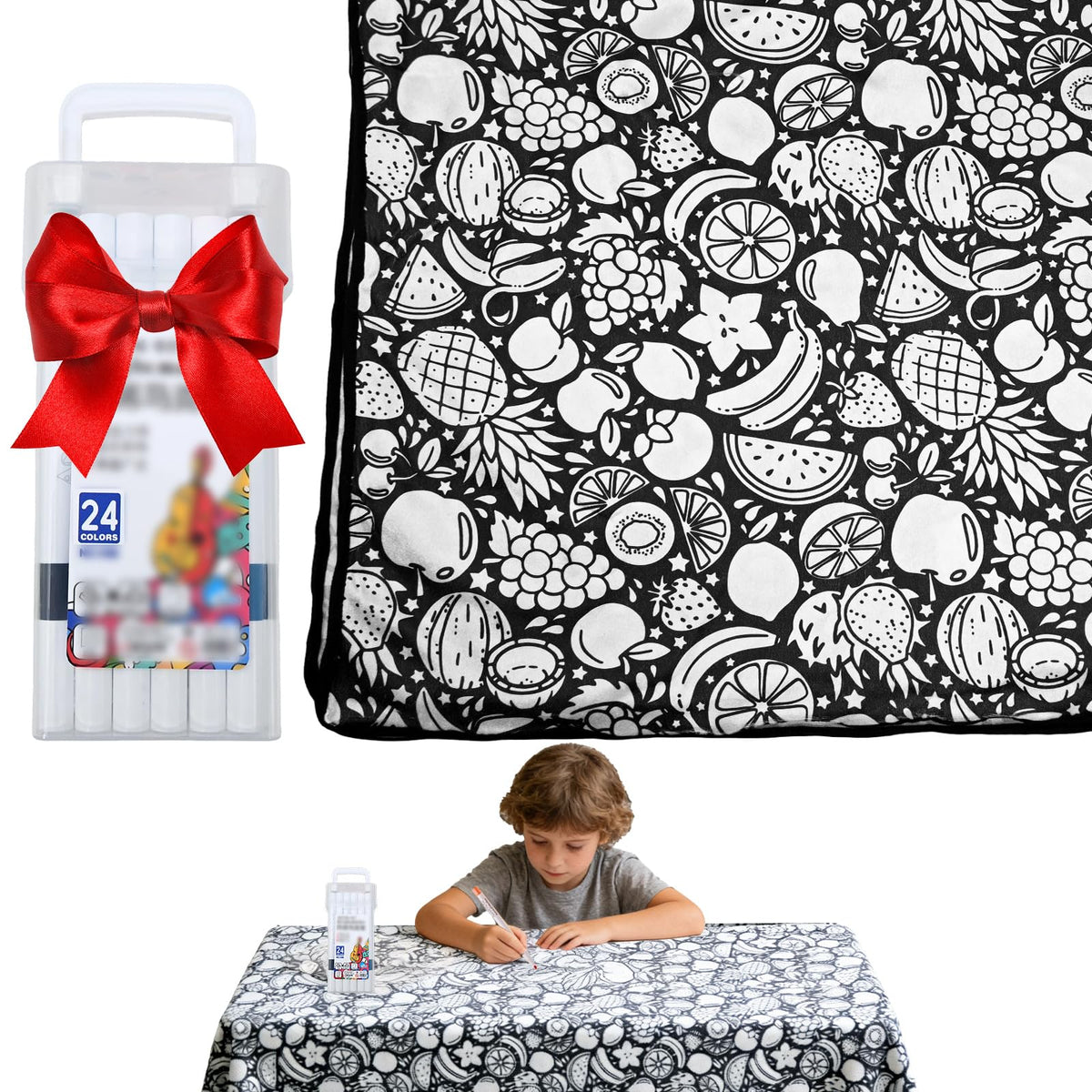GDGJWL DIY color your own blanket kit with 24 markers, a personalized creative project.