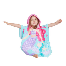 Gealaek Little Mermaid hooded towel, playful beachwear for kids.