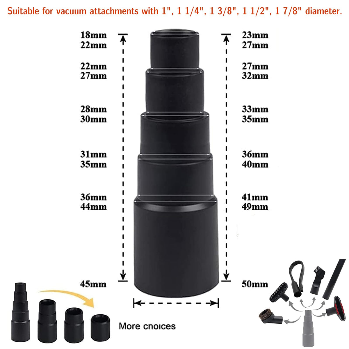 GEBDSM multi-diameter adapter fits varied hose sizes for easy customization