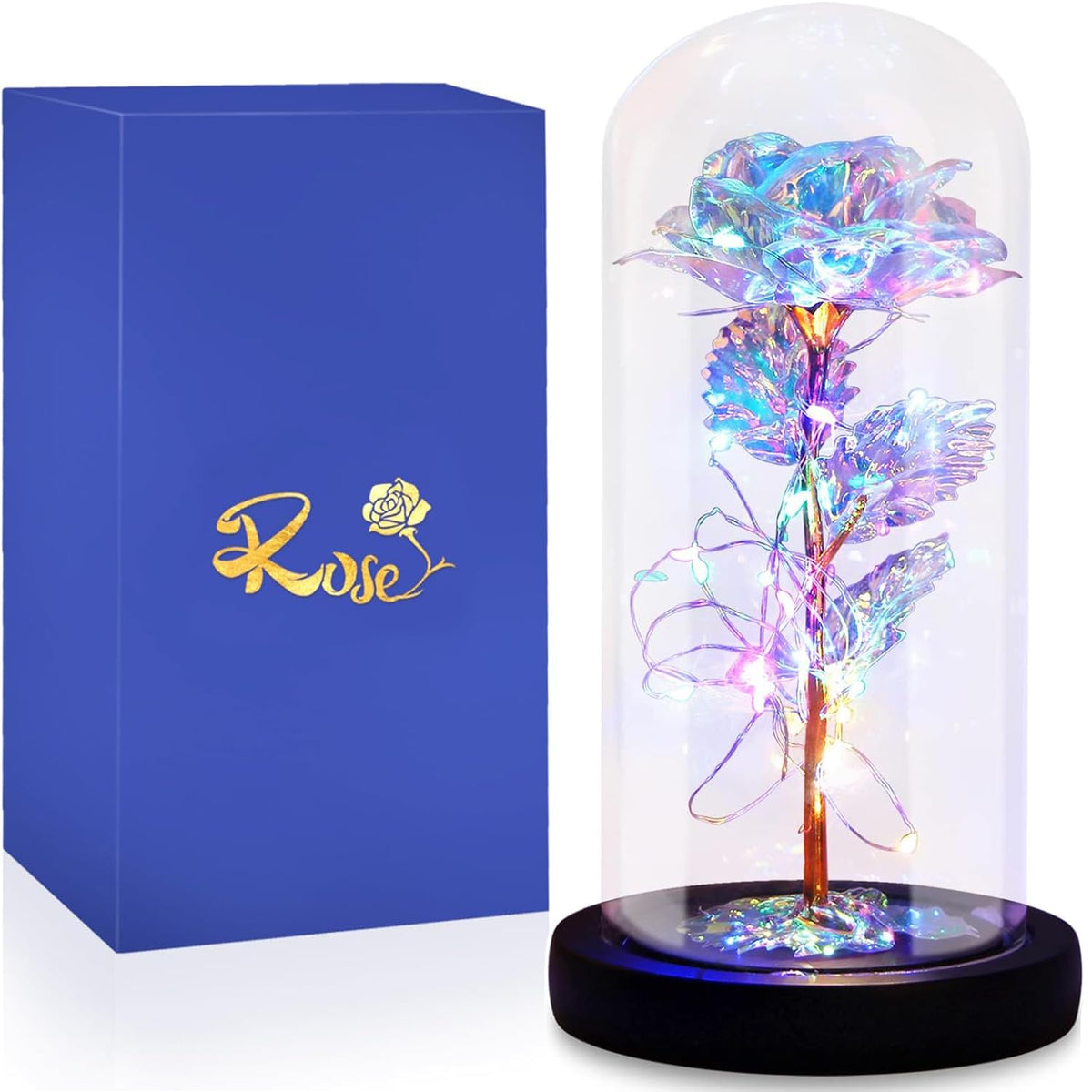 Gee Hut Galaxy Rose glass dome showcasing a crystal display for a lasting keepsake