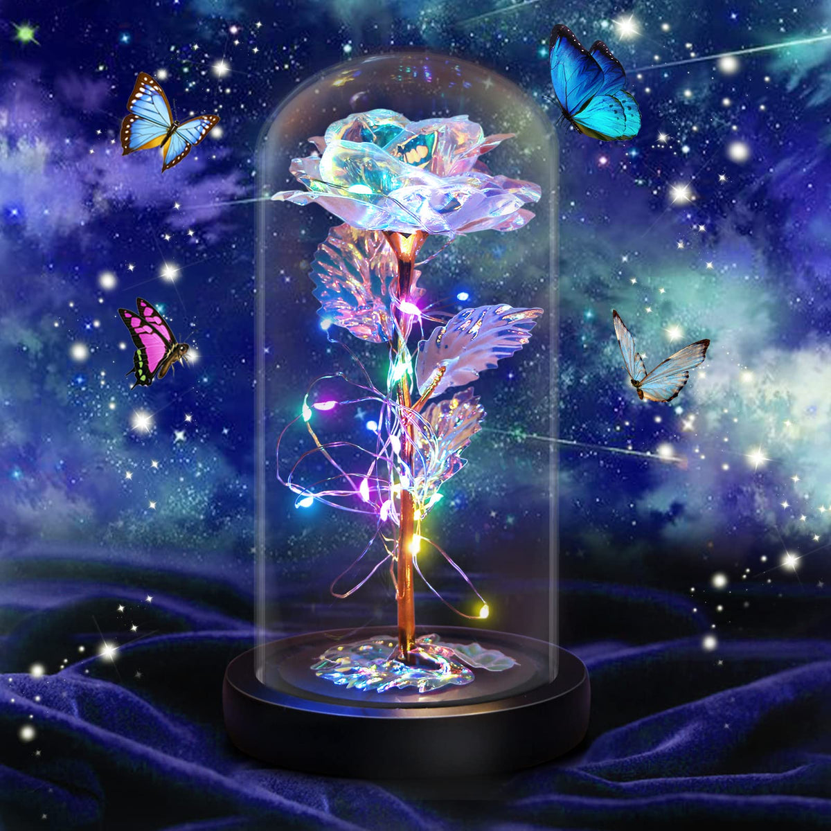 Gee Hut Warm white LED lights softly illuminate the Galaxy Rose