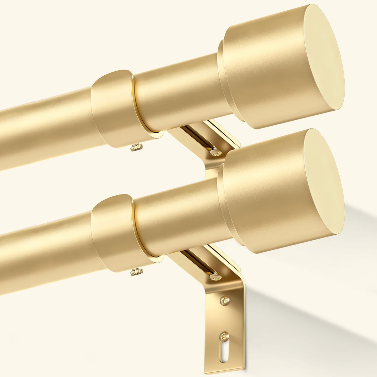 GEEBOBO gold curtain rods 2-pack 28–48 inch reach for flexible window styling.