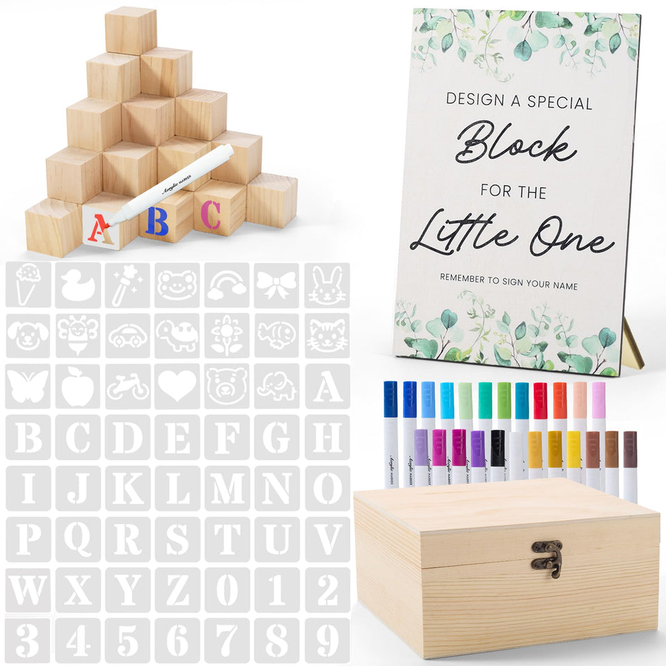 Geeday baby shower blocks kit ready for personalized messages