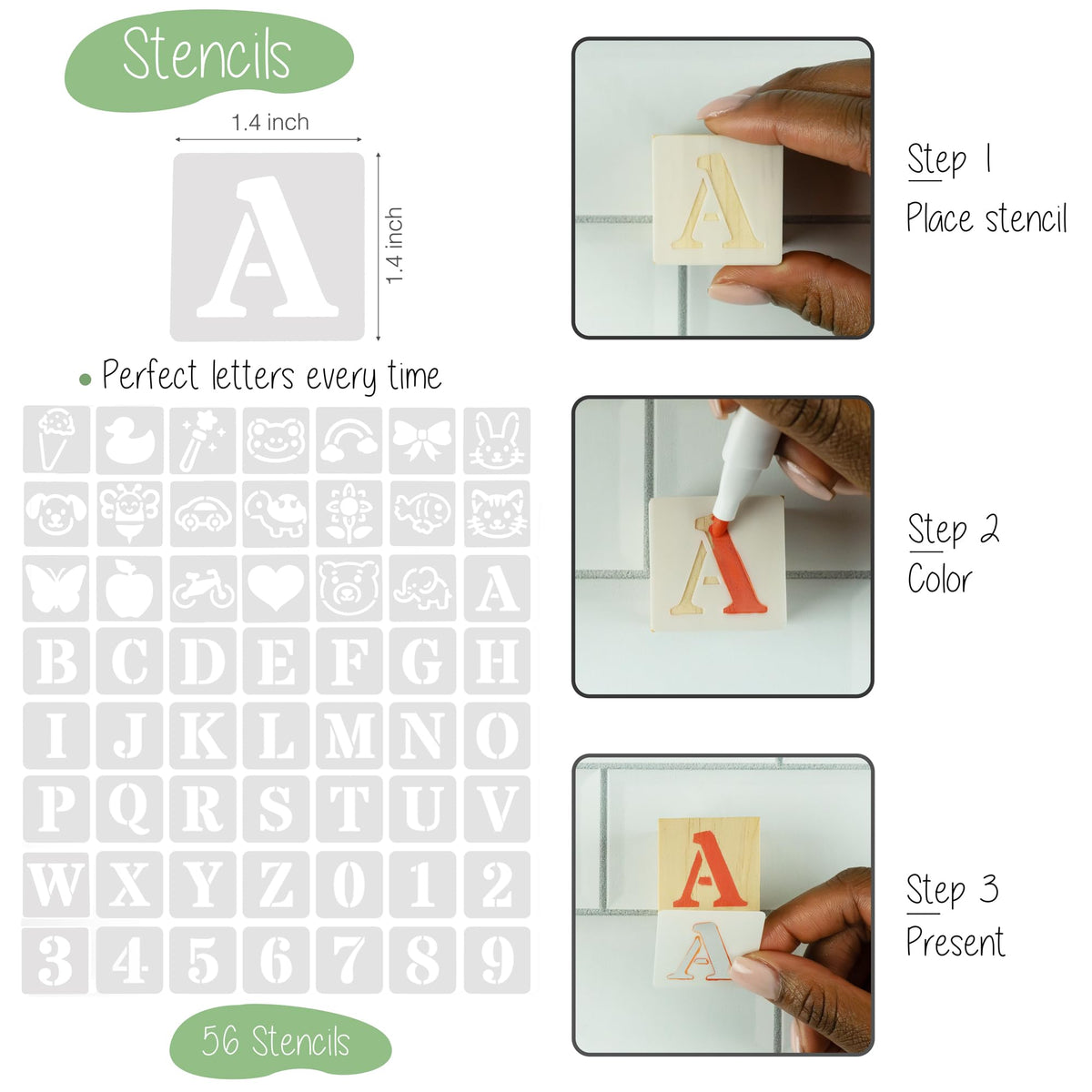 Geeday stencils for precise lettering on blocks