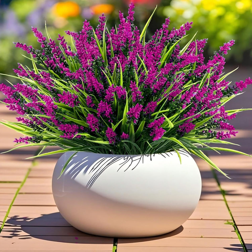 Geegoods artificial lavender flowers for outdoor use with 24 bundles for vibrant planters.