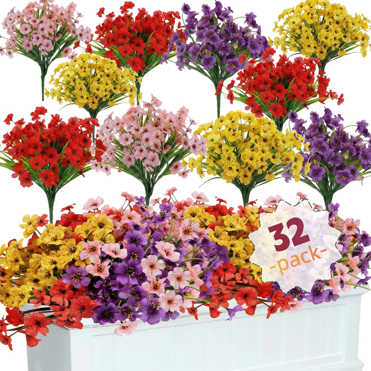 Geegoods artificial mums outdoor flowers in vibrant bundles for porch decor.