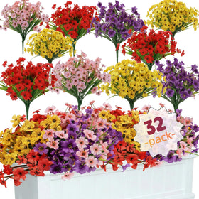 Geegoods artificial mums outdoor flowers in vibrant bundles for porch decor.