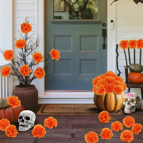 Geegoods marigolds wreath diy for crafting Dia de los Muertos decorations.