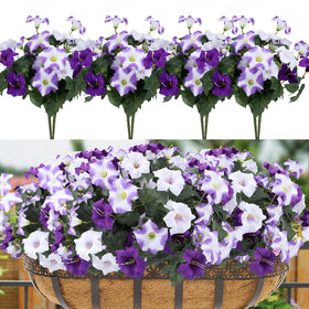 Geegoods outdoor artificial petunias compact bouquet in sunlight for porch decor