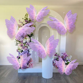 Geelin 3D layered butterfly in pink-purple for depth and lifelike display.