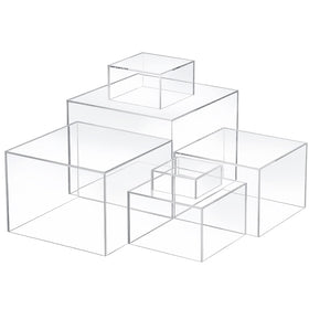 Geelin 6-pack acrylic risers close-up of clear cubes for elegant jewelry display.