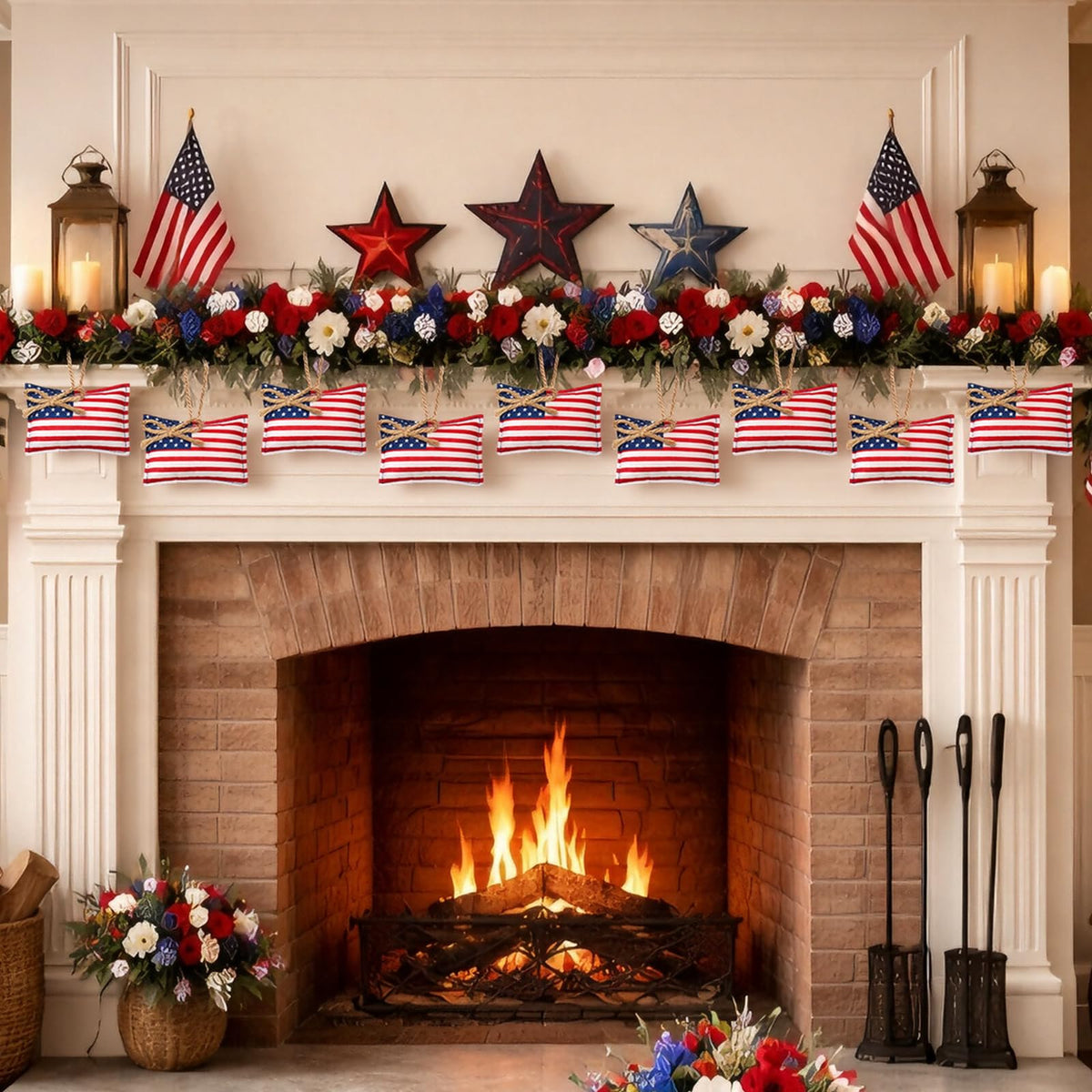 Geelin  USA flag ornament with vibrant red white blue tones.