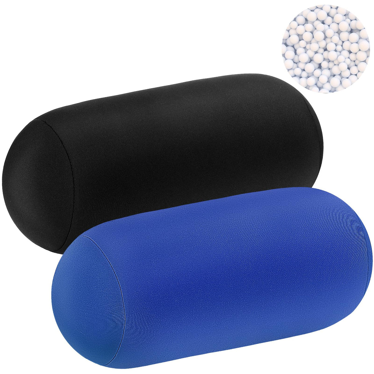 Geelin bead roll pillow blue side for neck support and travel comfort