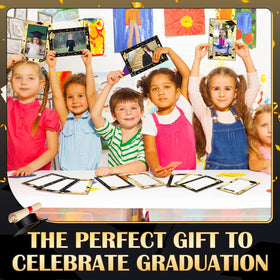 Geelin black and gold frames add celebratory flair to photos and cards