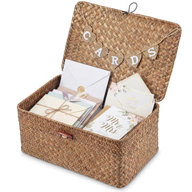 Geelin coffee sea grass wedding card box with heart flag, keeps cards tidy and enhances decor.