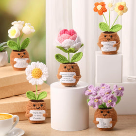 Geelin crochet-daisy flower pot enlivens shelves with sunny vibes