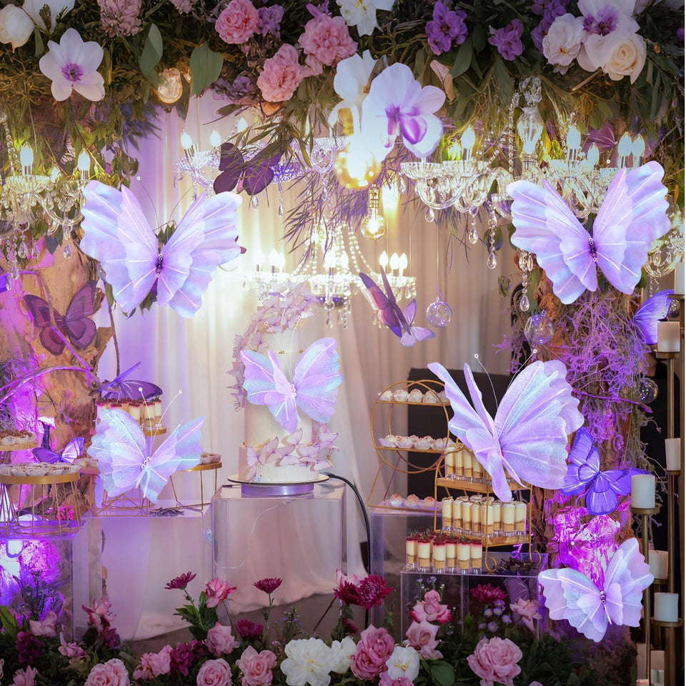 Geelin giant purple butterfly 20inch decor adds dreamlike elegance to weddings